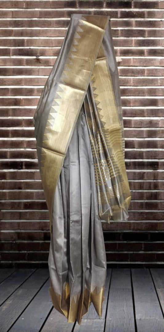 Temple Border Silk Blended Saree
