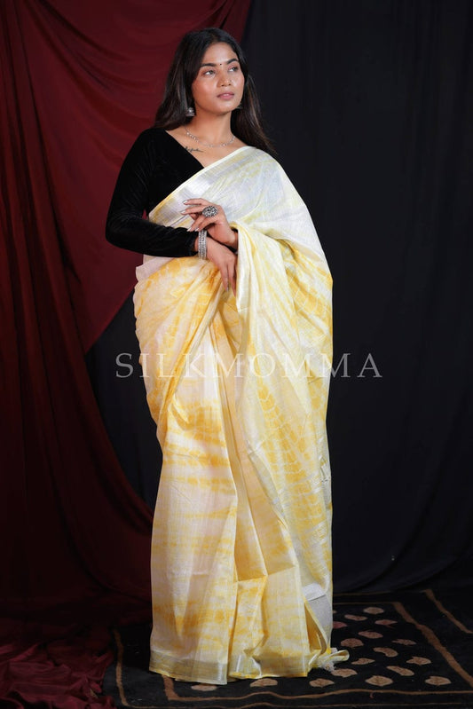 Handcrafted Shibori & Bandhani Technique Saree