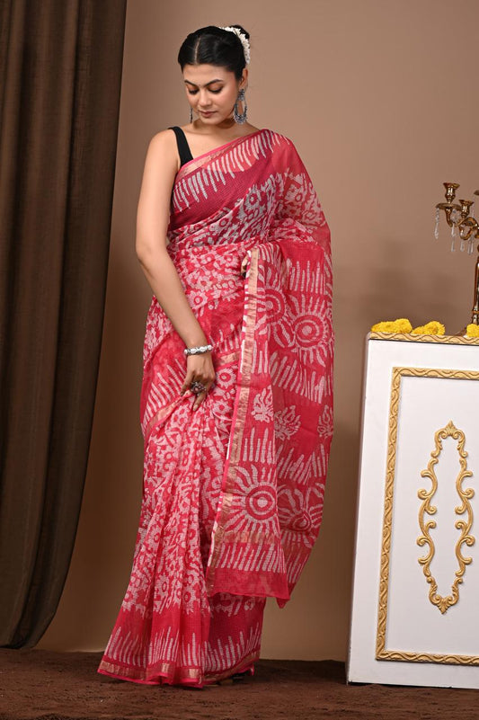 Hand Block Printing Saree on Kota Silk
