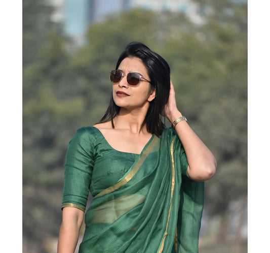 Kota Silk & Viscose Blend Saree with 1" Zari