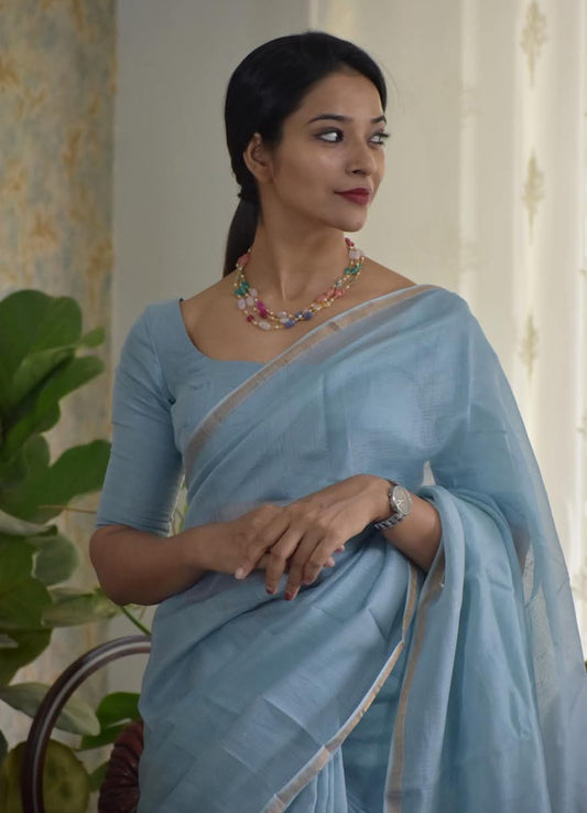Kota Silk & Viscose Blend Saree with 1" Zari