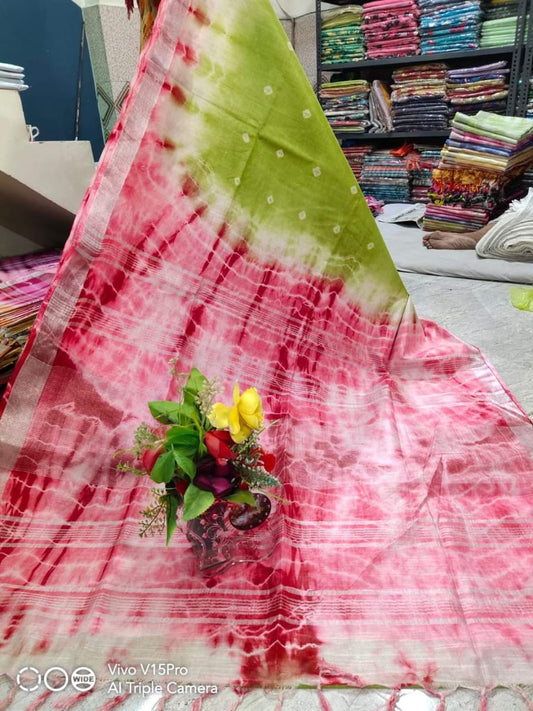 Handcrafted Shibori & Bandhani Technique Saree