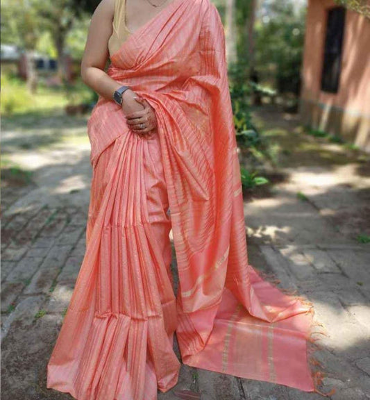 Stripe Checks Silk Blended Saree