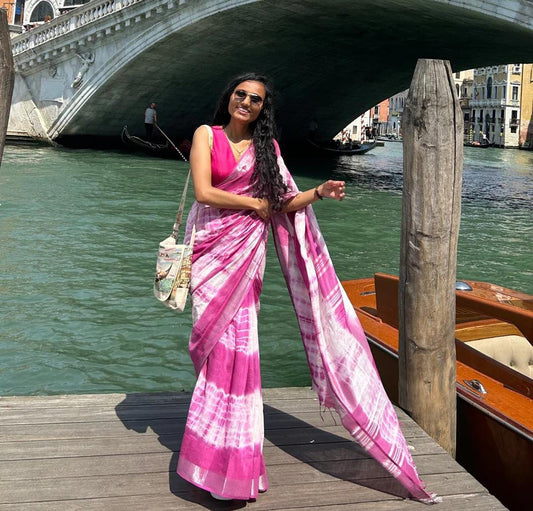 Handcrafted Shibori & Bandhani Technique Saree