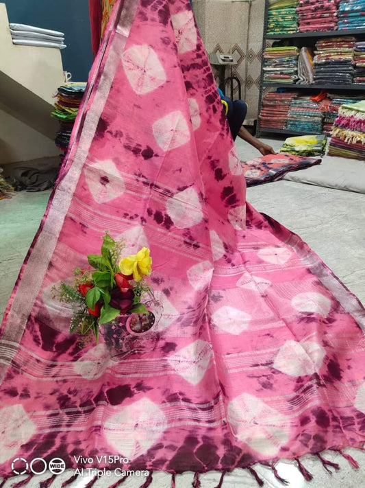 Handcrafted Shibori & Bandhani Technique Saree