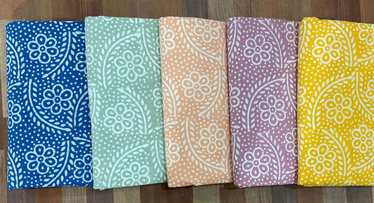 White Khari Hand Block Printing Fabric