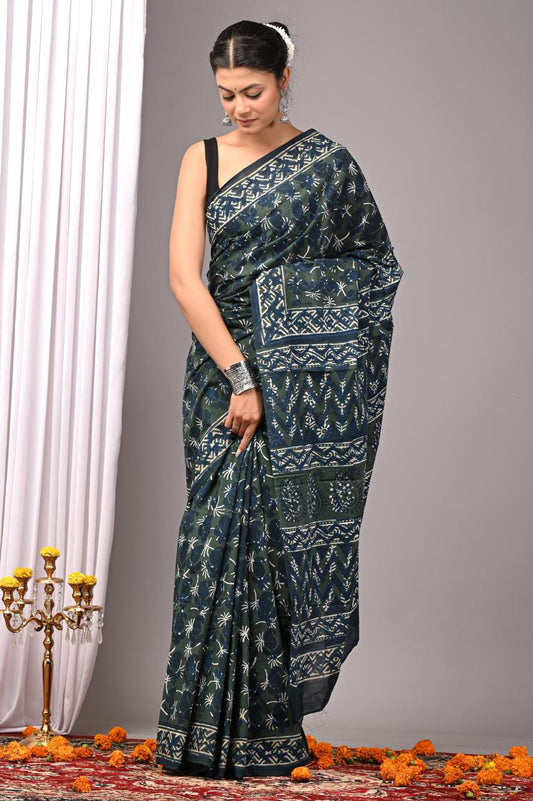 Hand Block Printing Saree with Miscellaneous Dyes