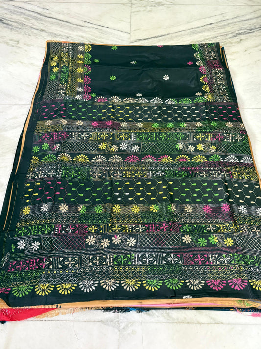 Lambani Hand Crafted Kantha Stitch Saree