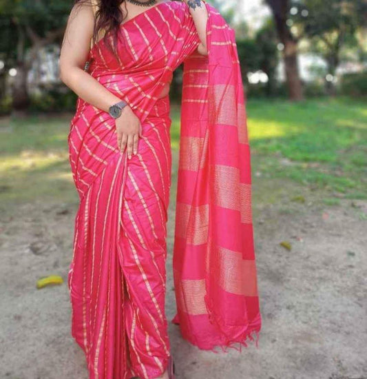 Stripe Checks Silk Blended Saree