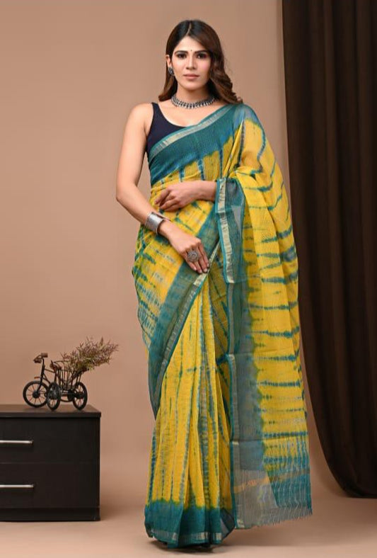 Hand Block Printing Saree on Kota Silk