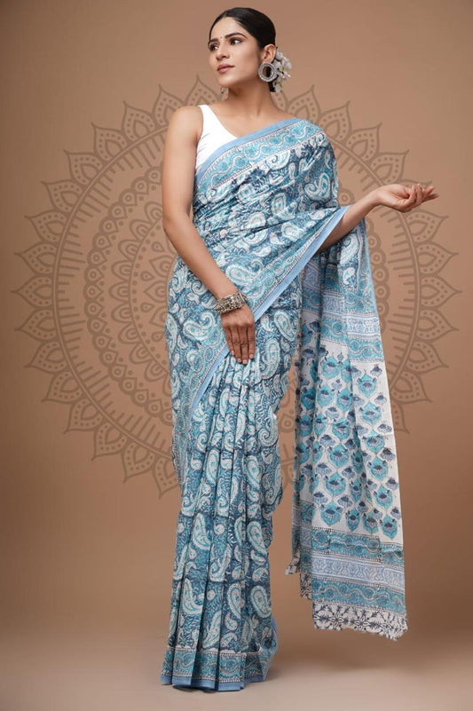 Hand Block Printing Saree with Miscellaneous Dyes