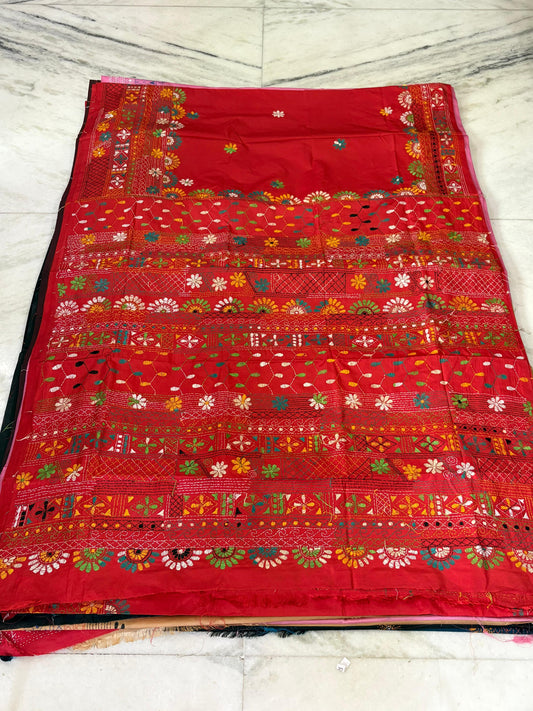 Lambani Hand Crafted Kantha Stitch Saree