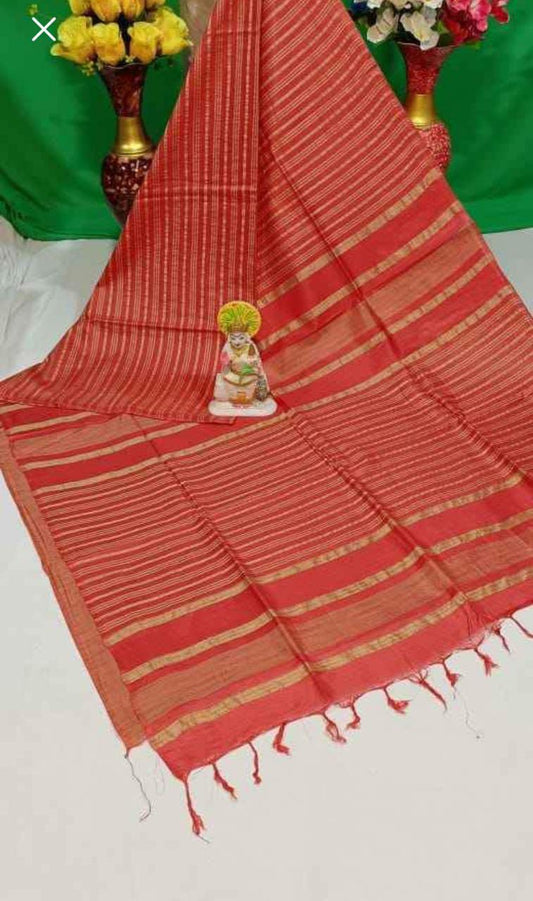 Stripe Checks Silk Blended Saree