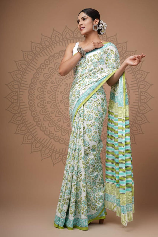 Hand Block Printing Saree with Miscellaneous Dyes