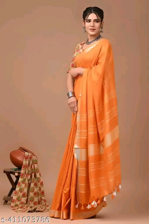 Plain Dye Silk Blended Saree