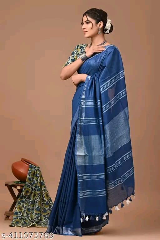 Plain Dye Silk Blended Saree