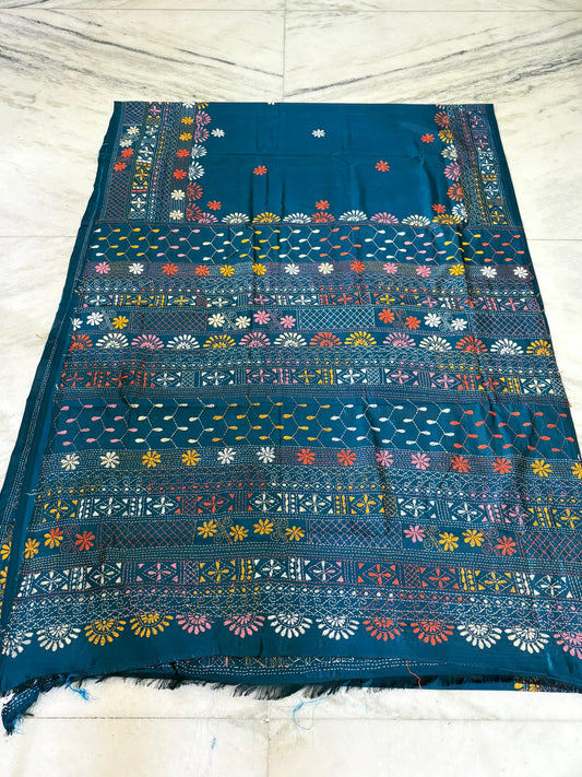Lambani Hand Crafted Kantha Stitch Saree