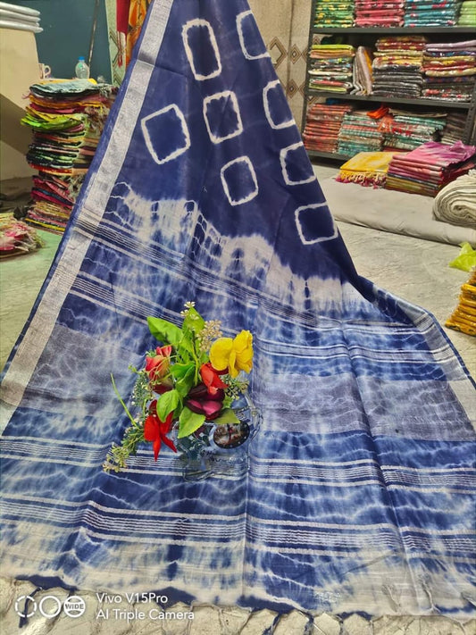 Handcrafted Shibori & Bandhani Technique Saree