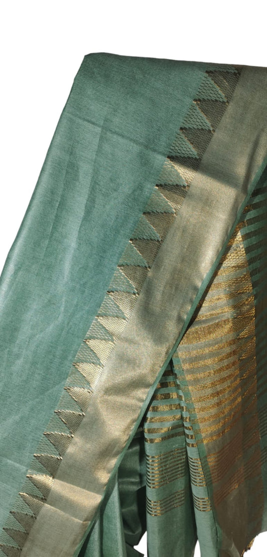 Temple Border Silk Blended Saree