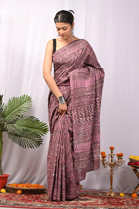 Hand Block Printing Saree with Miscellaneous Dyes