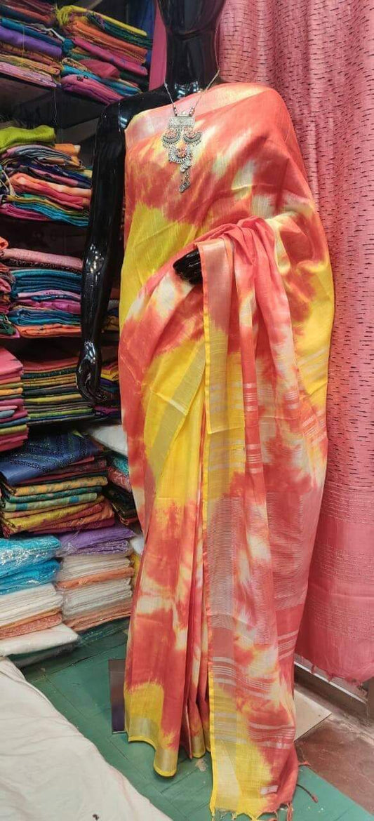 Handcrafted Shibori & Bandhani Technique Saree