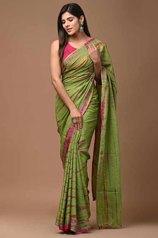 Assam Silk Saree with Hand Block Printing Craft