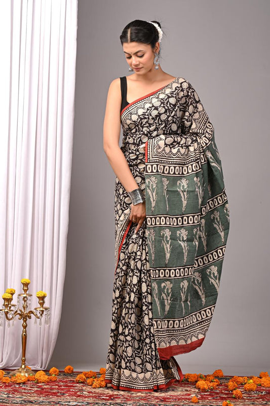 Hand Block Printing Saree with Miscellaneous Dyes