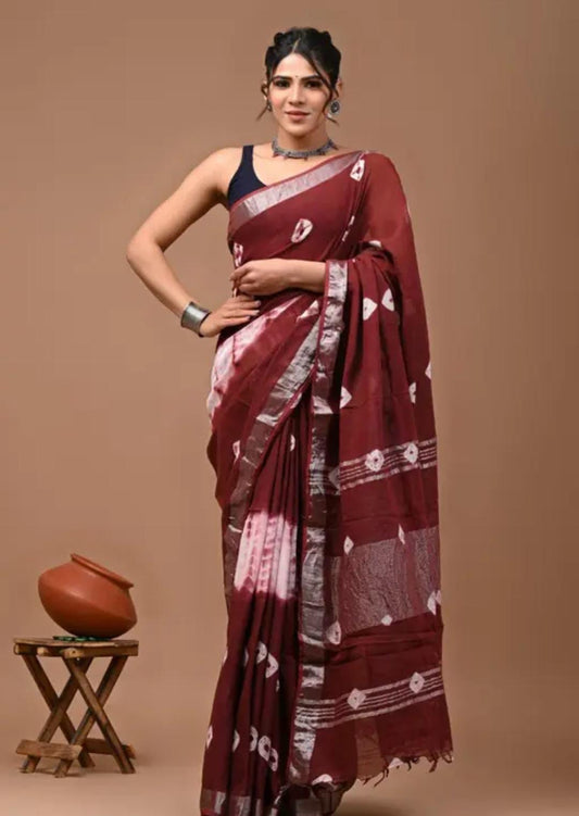 Handcrafted Shibori & Bandhani Technique Saree