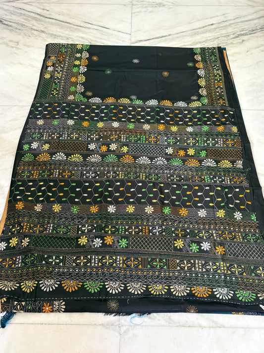 Lambani Hand Crafted Kantha Stitch Saree