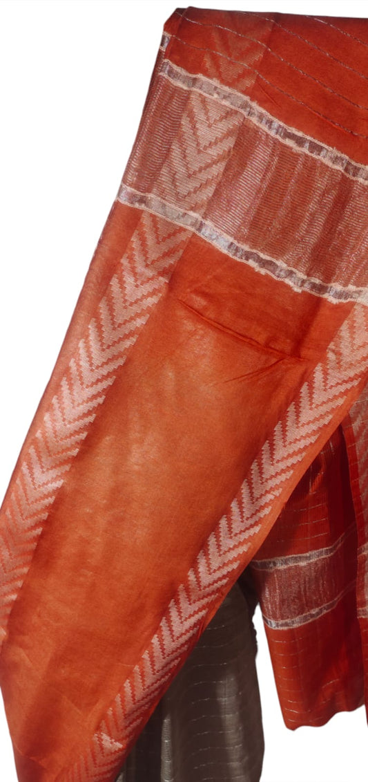 Mini Checks Kota Silk Saree With Hand Shibori