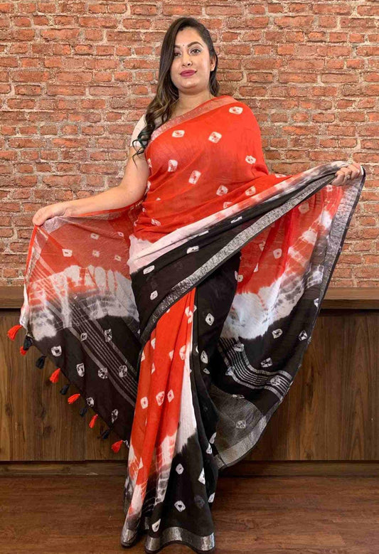 Handcrafted Shibori & Bandhani Technique Saree
