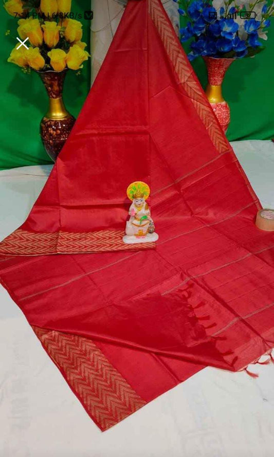 Silk Blend Bhutta Border Saree