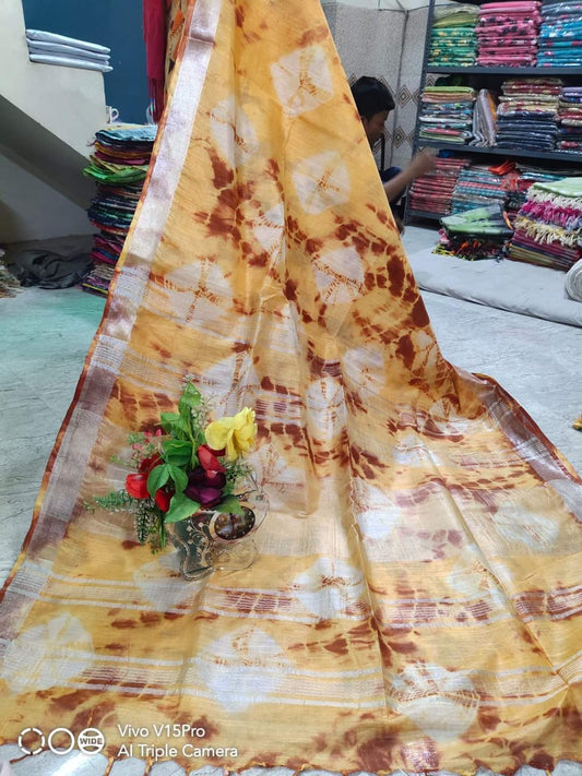 Handcrafted Shibori & Bandhani Technique Saree
