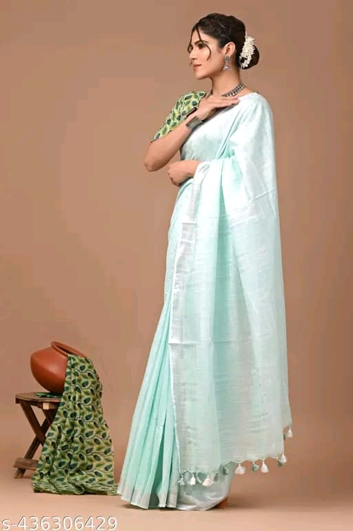 Plain Dye Silk Blended Saree