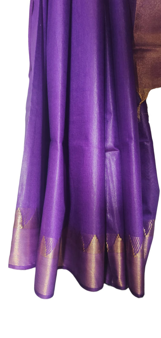 Temple Border Silk Blended Saree