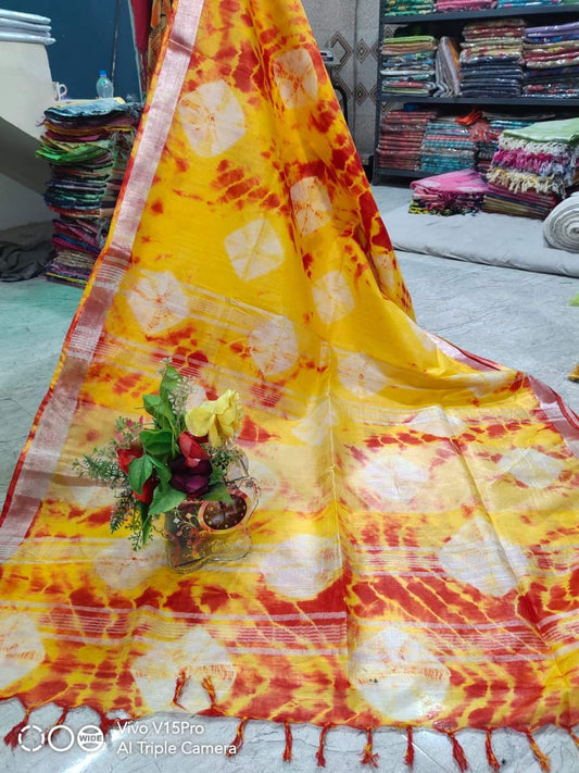 Handcrafted Shibori & Bandhani Technique Saree