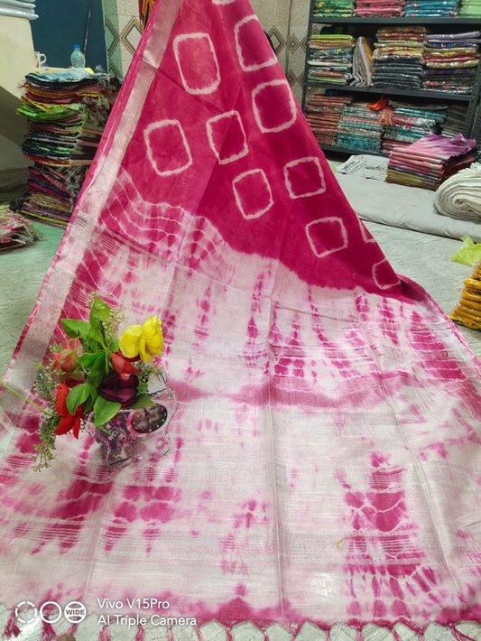 Handcrafted Shibori & Bandhani Technique Saree