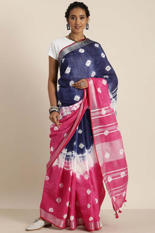 Handcrafted Shibori & Bandhani Technique Saree