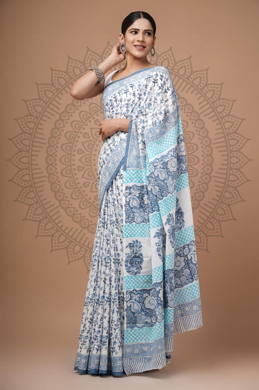 Hand Block Printing Saree with Miscellaneous Dyes