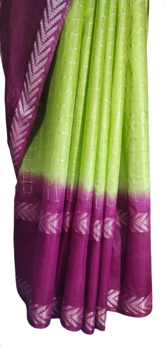Mini Checks Kota Silk Saree With Hand Shibori