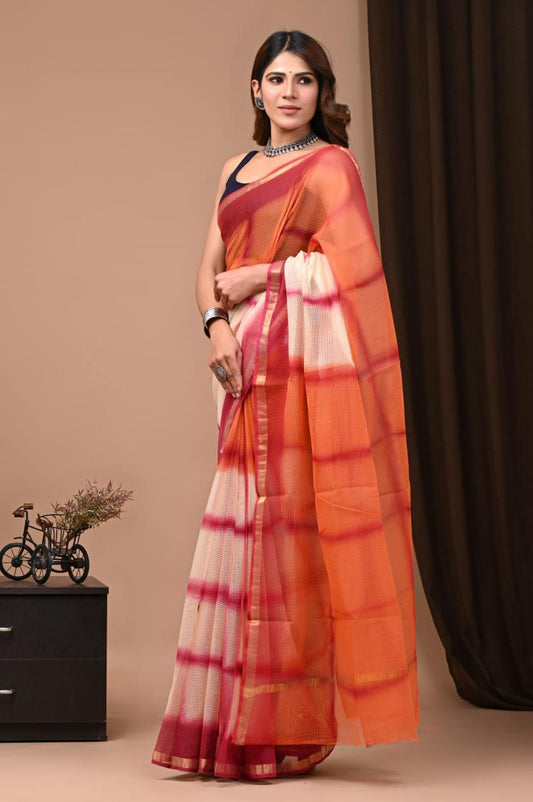 Hand Block Printing Saree on Kota Silk