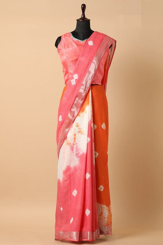Handcrafted Shibori & Bandhani Technique Saree