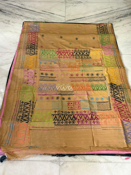Lambani Hand Crafted Kantha Stitch Saree