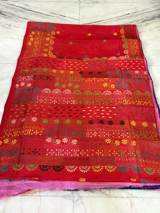 Lambani Hand Crafted Kantha Stitch Saree