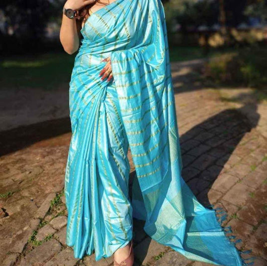 Stripe Checks Silk Blended Saree
