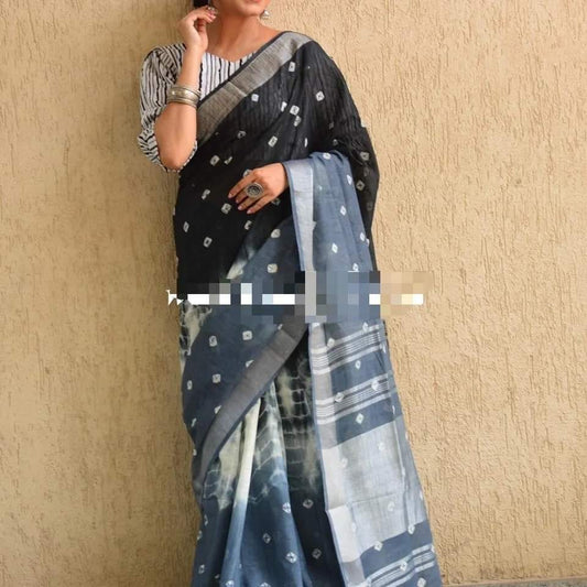 Handcrafted Shibori & Bandhani Technique Saree