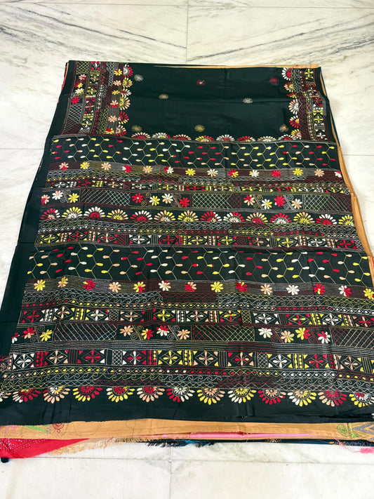 Lambani Hand Crafted Kantha Stitch Saree
