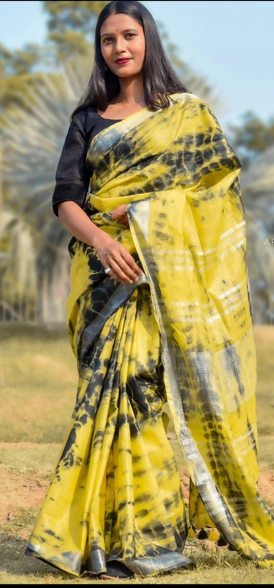 Handcrafted Shibori & Bandhani Technique Saree
