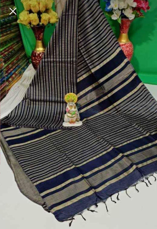 Stripe Checks Silk Blended Saree