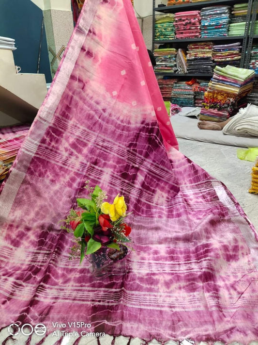 Handcrafted Shibori & Bandhani Technique Saree